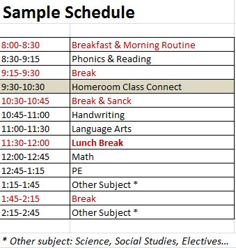 sample schedule